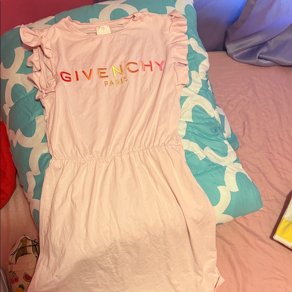 Givenchy Light Pink Logo Ruffle Dress